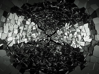 Image showing Splitted or broken glass pieces on black