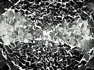 Image showing Pieces of splitted or broken glass on white