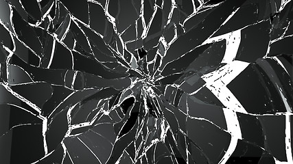 Image showing Pieces of glass splitted or cracked on white