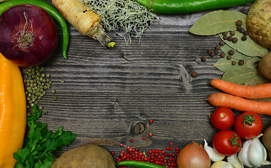 Image showing vegetable on wood frame