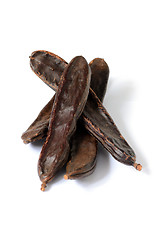 Image showing Ripe carob pods