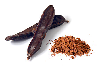 Image showing Ripe carob pods