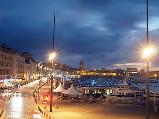 Image showing editorial Marseille night harbor