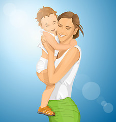 Image showing Vector Woman With Child