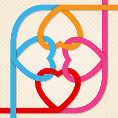 Image showing Valentine\'s day background with colored heart ribbons