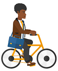 Image showing Man cycling to work.