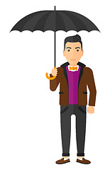 Image showing Businessman standing with umbrella.