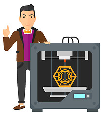 Image showing Man with three D printer.