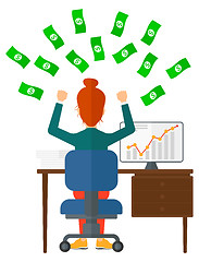 Image showing Successful business woman with money.