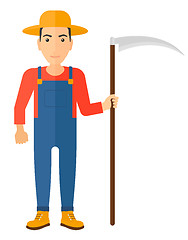 Image showing Farmer with scythe.