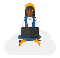 Image showing Woman sitting with laptop.