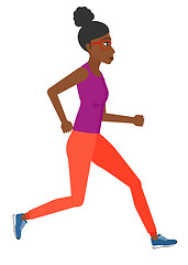 Image showing Sportive woman jogging.