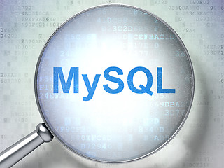 Image showing Software concept: MySQL with optical glass