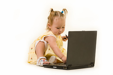 Image showing Baby on laptop