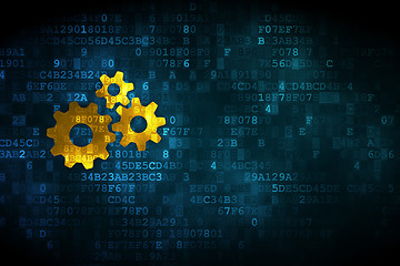 Image showing Data concept: Gears on digital background