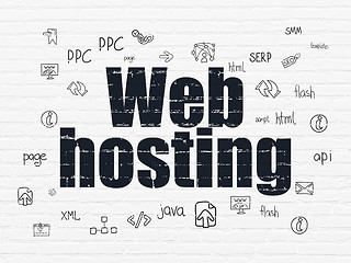 Image showing Web development concept: Web Hosting on wall background