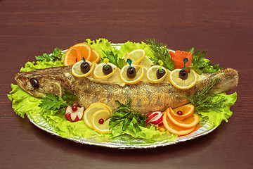 Image showing zander fish baked