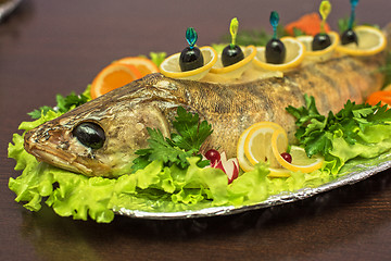 Image showing zander fish baked