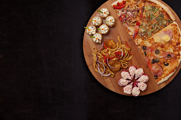 Image showing pizza and sushi 