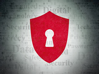 Image showing Safety concept: Shield With Keyhole on Digital Paper background