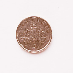 Image showing  UK 5 pence coin vintage