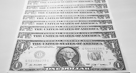Image showing Black and white Dollar notes 1 Dollar