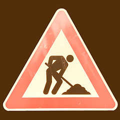 Image showing  Road work sign vintage