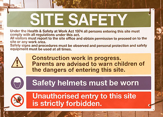 Image showing  Site safety sign vintage