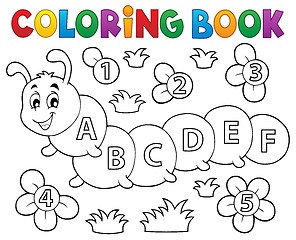 Image showing Coloring book caterpillar with letters