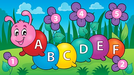 Image showing Happy caterpillar with letters theme 3
