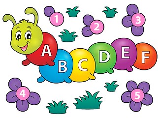 Image showing Happy caterpillar with letters theme 1