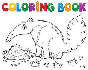Image showing Coloring book anteater theme 1