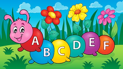 Image showing Happy caterpillar with letters theme 2
