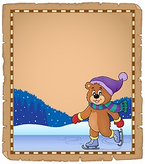 Image showing Parchment with ice skating bear