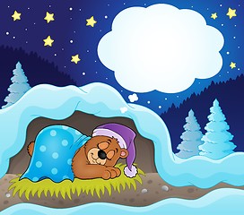 Image showing Winter theme with dreaming bear