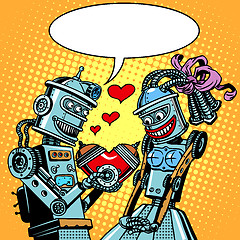 Image showing Robots man woman love Valentines day and wedding