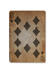 Image showing Very old playing card, ten of diamonds