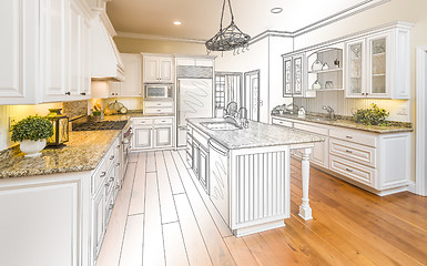 Image showing Custom Kitchen Design Drawing and Gradated Photo Combination