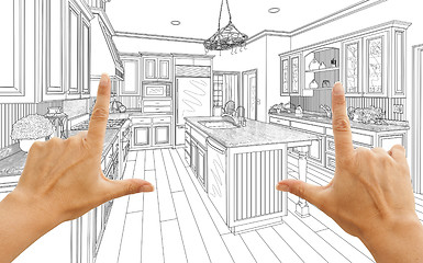 Image showing Hands Framing Custom Kitchen Design Drawing