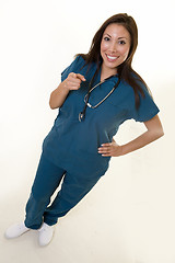 Image showing Happy nurse pointing