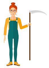 Image showing Farmer with scythe.