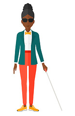 Image showing Blind woman with stick.