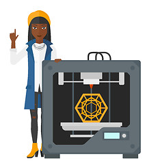 Image showing Woman with three D printer.