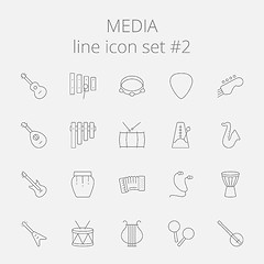 Image showing Media icon set.