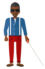 Image showing Blind man with stick.