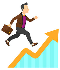 Image showing Man running on growth graph. 