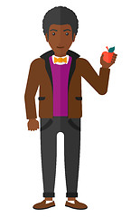 Image showing Man holding apple.