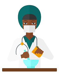 Image showing Pharmacist preparing medicine.