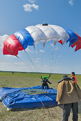 Image showing Parachutist landed near a target