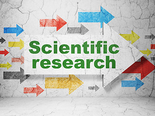 Image showing Science concept: arrow with Scientific Research on grunge wall background